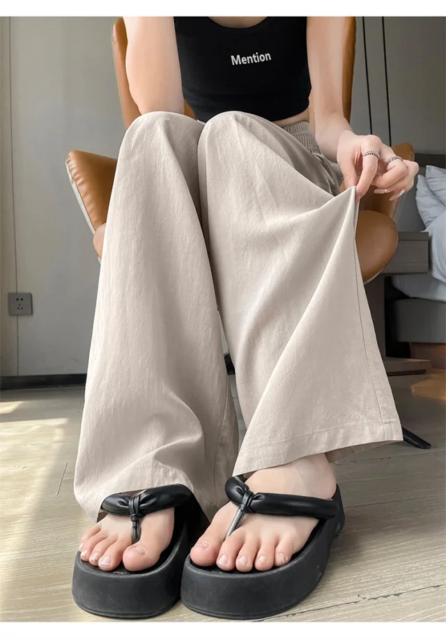 Summer New Tencel Linen Wide-Leg Pants Detail