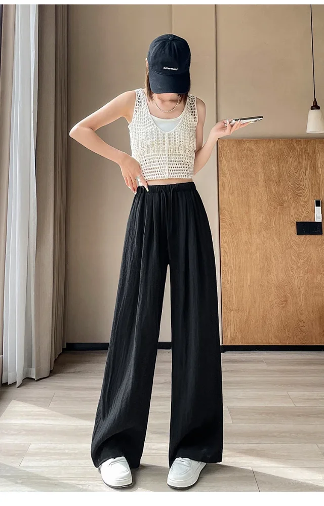 Women's Linen Wide-leg Pants Detail