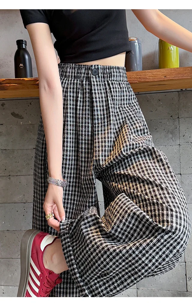 Premium Bubble Checkered Pants for Women Detail