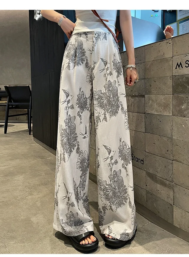 Vintage Ink Print Linen Pants Detail