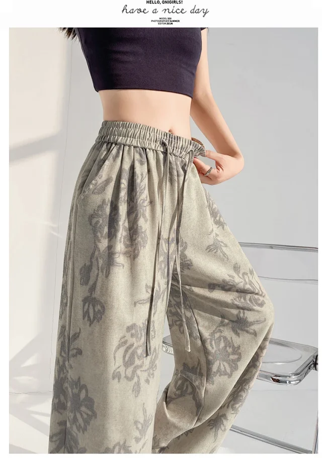 2025 Summer Ice Silk Linen Wide-Leg Pants Detail