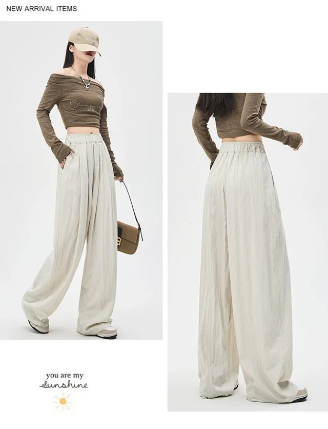 2025 Summer Textured Washed Cotton Wide-Leg Pants Detail