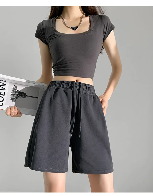 American Retro Wide-leg Casual Shorts Detail