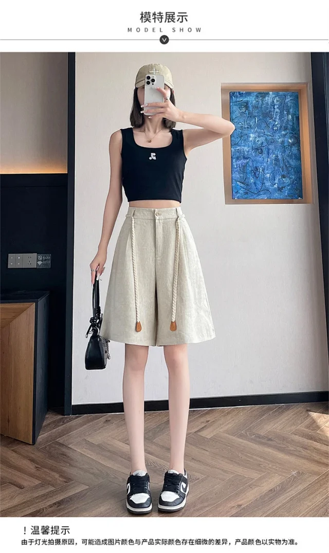 Lyocell Linen Shorts for Women Detail