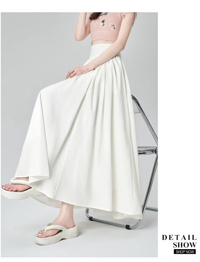 Pink Slimming High-waist A-line Skirt Detail