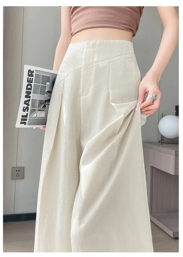 2025 Summer Women's Lenzing Tencel Linen Wide-leg Pants Detail
