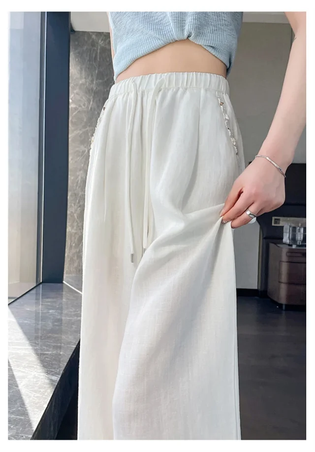 Women's Tencel Linen Wide-leg Pants Detail