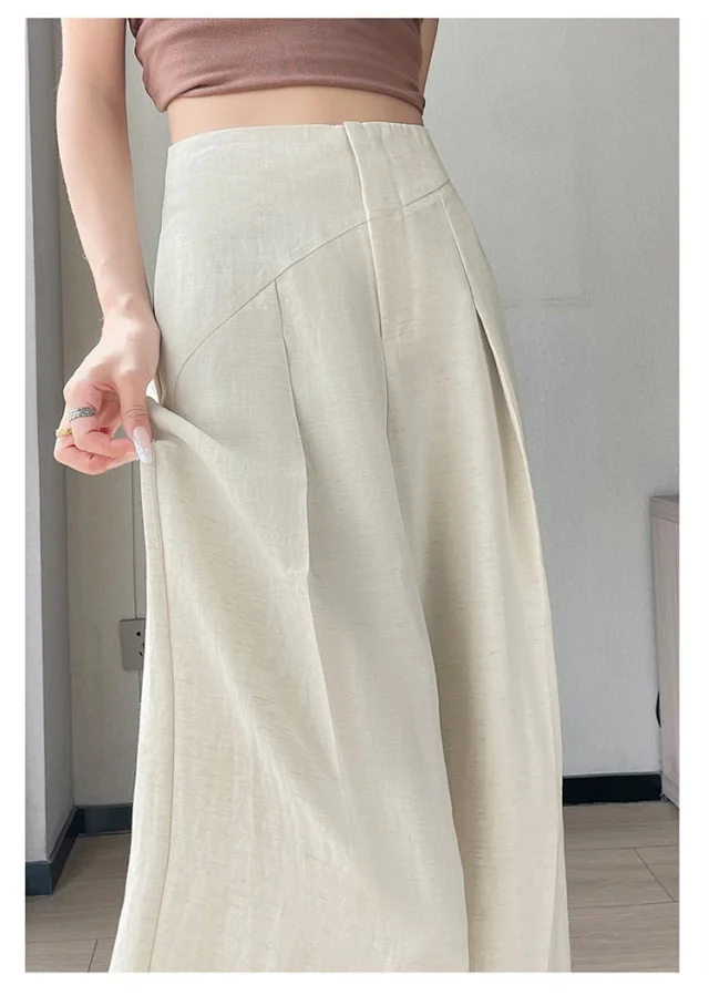 2025 Summer Women's Lenzing Tencel Linen Wide-leg Pants Detail