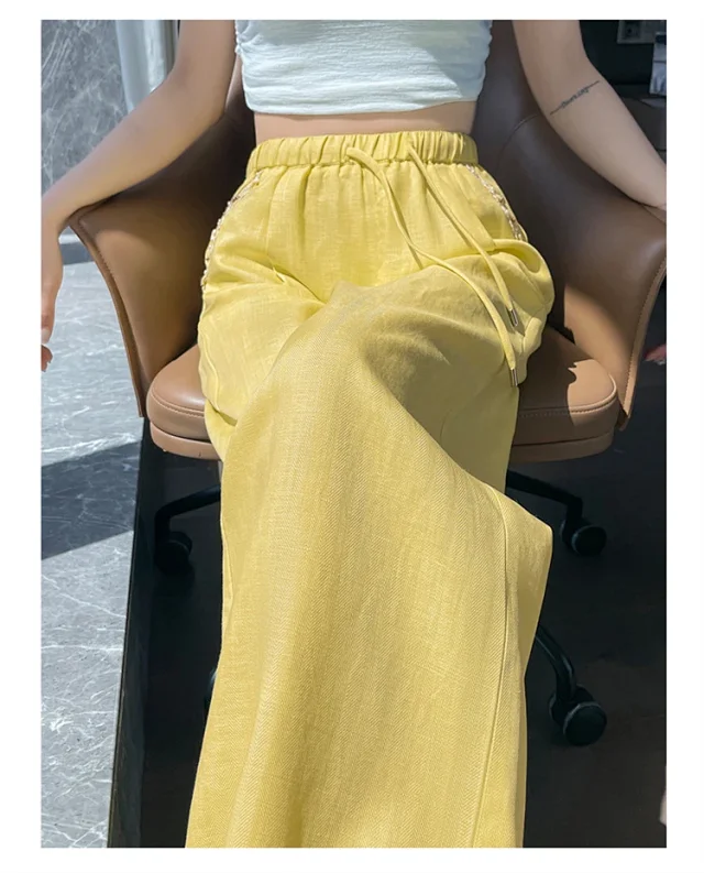 Women's Tencel Linen Wide-leg Pants Detail