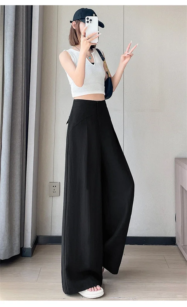 2025 Summer Women's Lenzing Tencel Linen Wide-leg Pants Detail