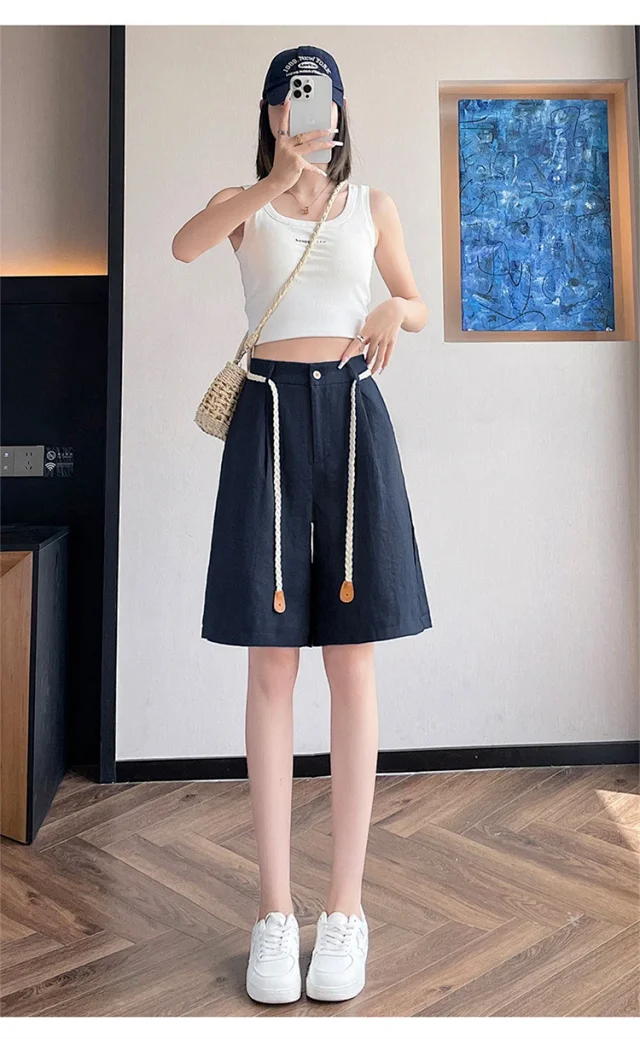 Lyocell Linen Shorts for Women Detail