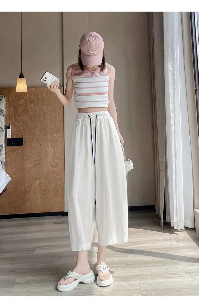 Tencel Linen Capris for Women Detail