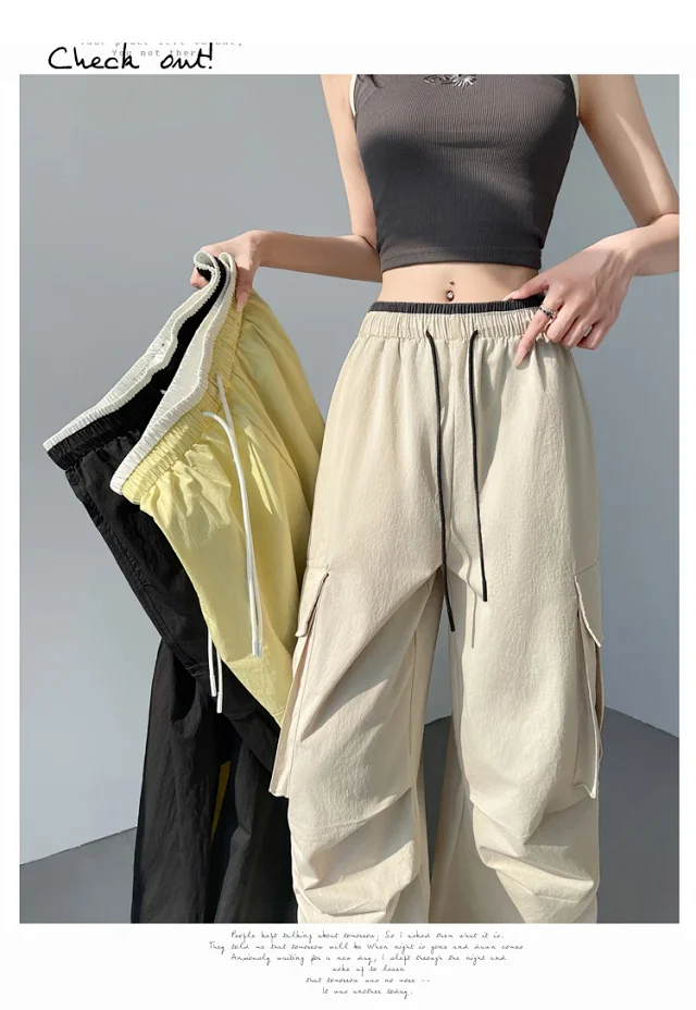 2025 Summer Dopamine Colorful High-Waist Street Cargo Pants Detail