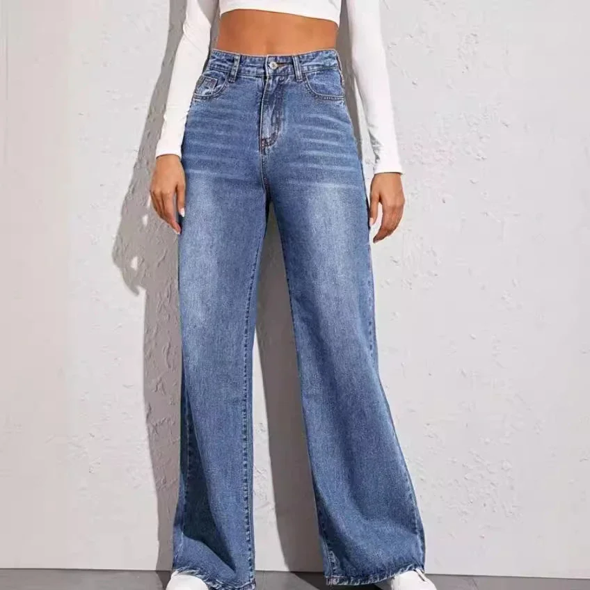 2025 Euro - US Hot Cat - whisker Wide - leg Jeans