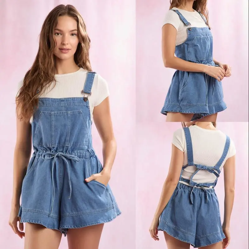 Stylish Loose Denim Overalls for Girls