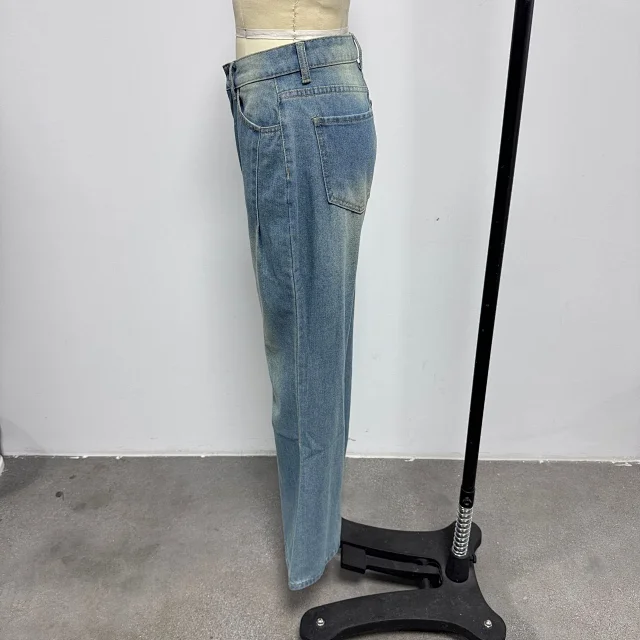 Women's Retro Wide-Leg Denim Pants Detail