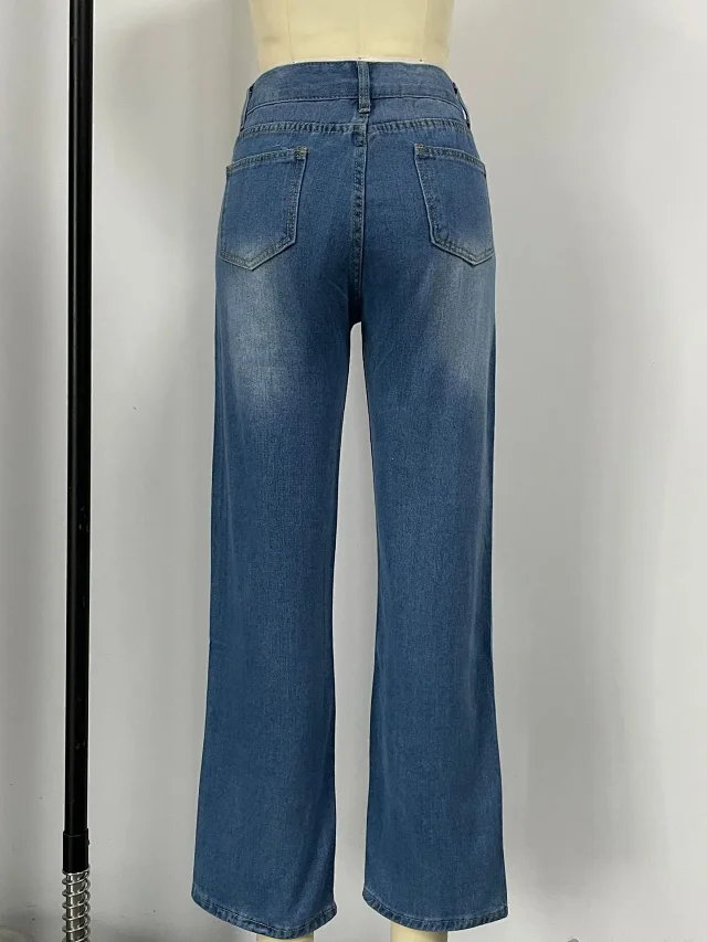 Temu Meike Duo Cat Whisker Loose Wide-Leg Jeans Detail
