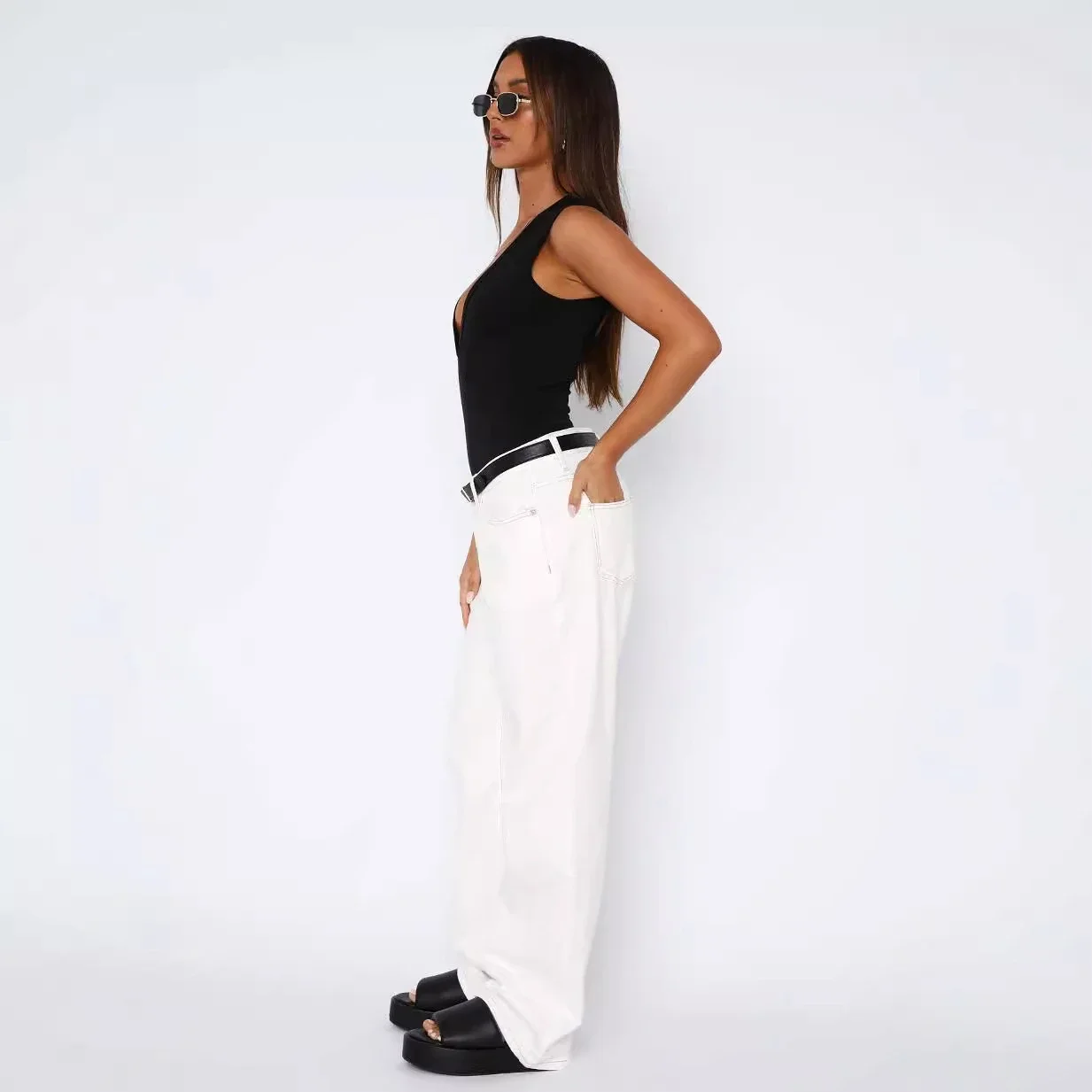 Chic Mid - Rise Straight Jeans for Ladies