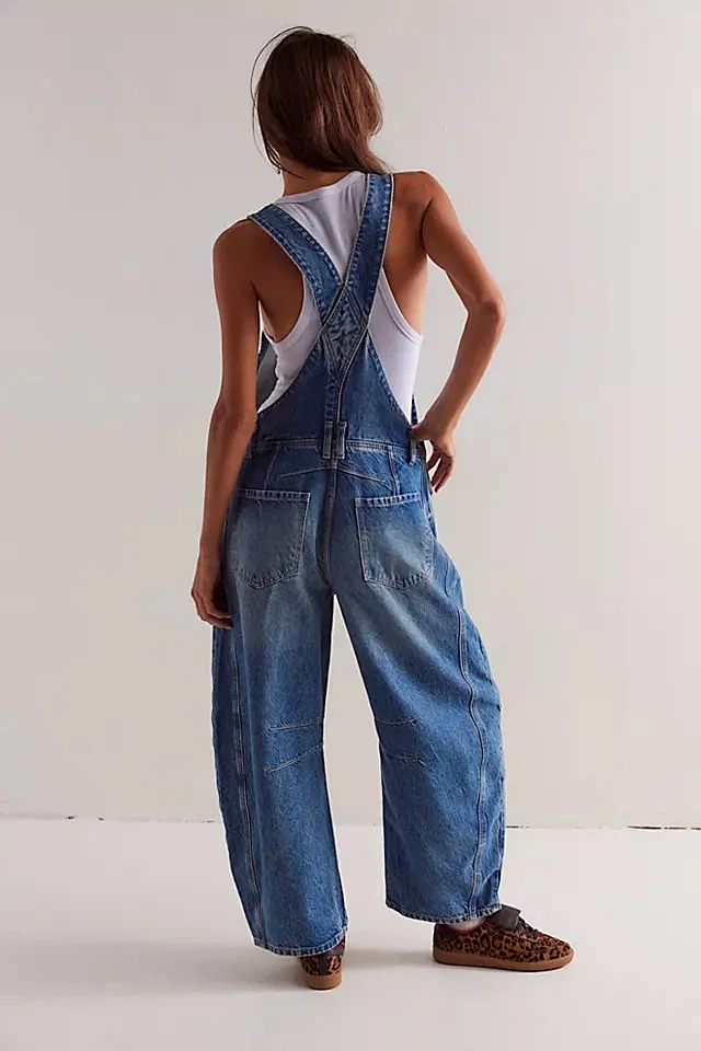 Retro Street Denim Overalls Detail