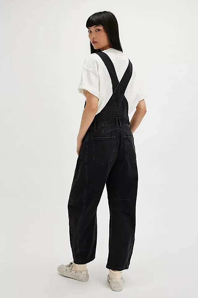 Retro Street Denim Overalls Detail