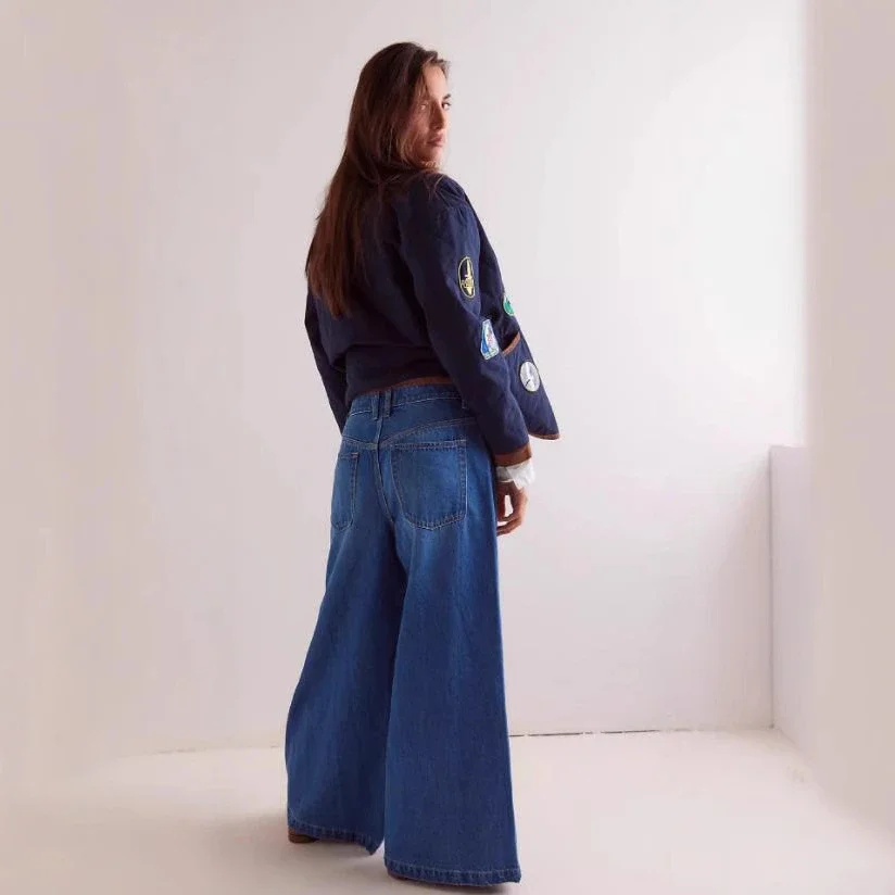 European-American Retro Wide-Leg Denim Pants