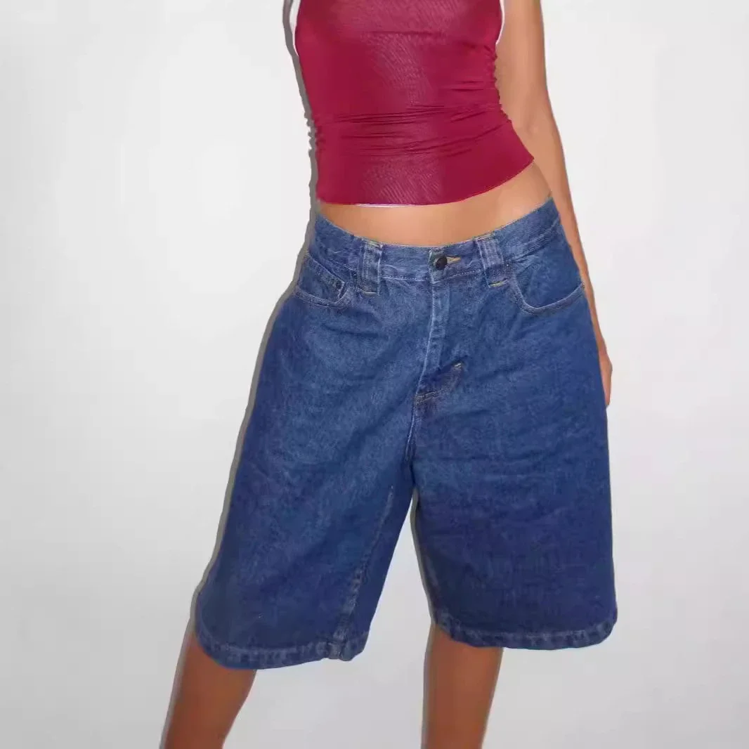 AliExpress Loose Non - Stretch Retro Denim Capris for Women