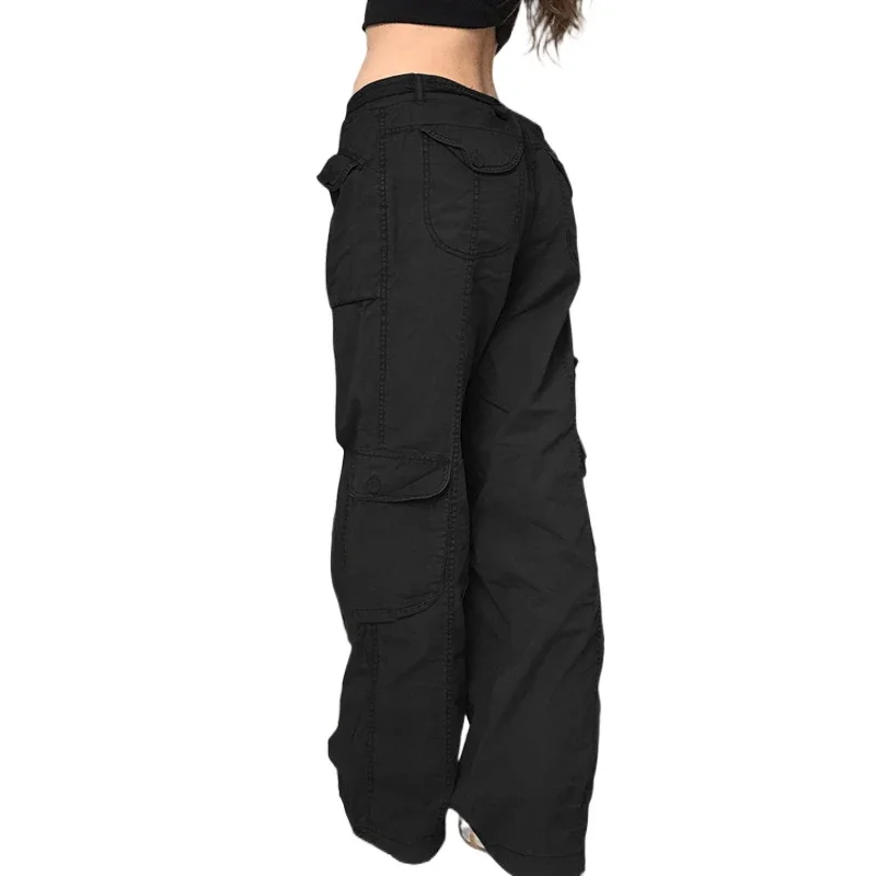 Trendy Women's Gray Wide-Leg Cargo Pants