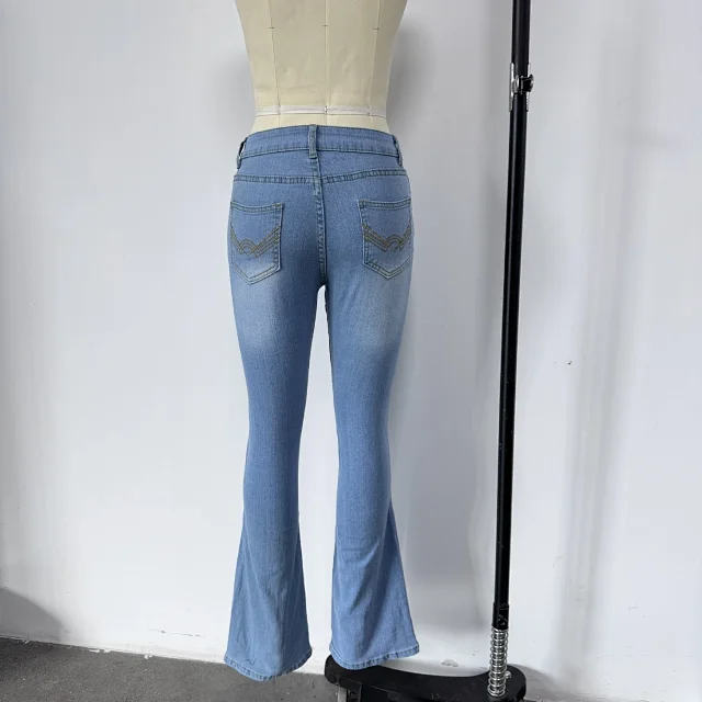 Western Women's Denim Low-rise Flared Pants Detail