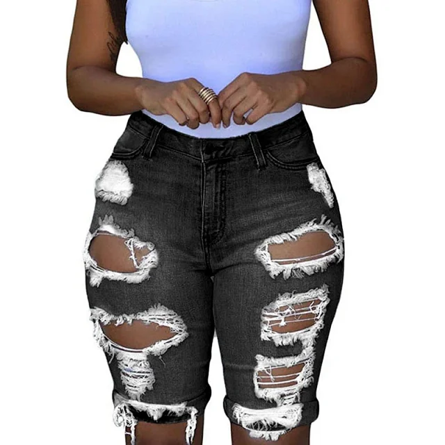 8851# Trendy 2025 Women's Distressed Denim Shorts (Euro - American Style) Detail