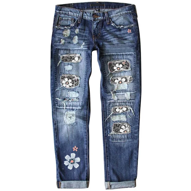 Fashion Slim Printed Denim Pants for Women Detail