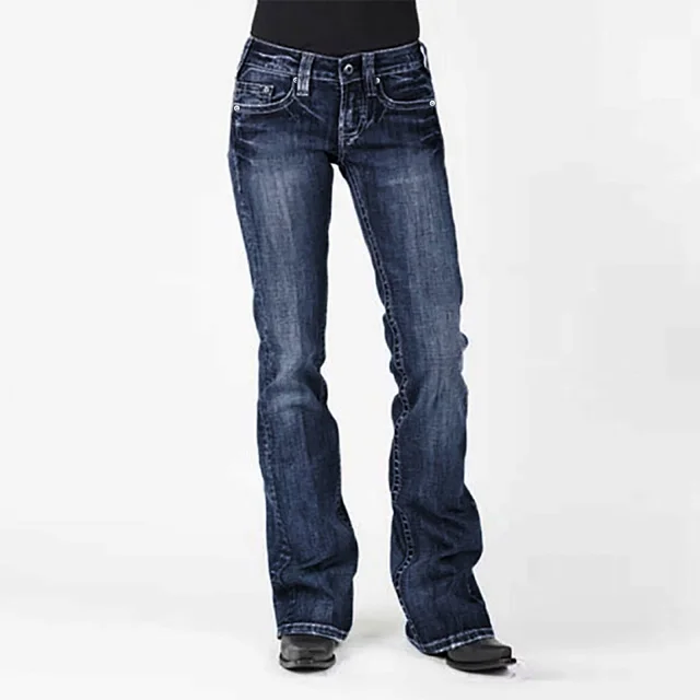 Vintage Mid-Rise Flare Jeans for Women Detail