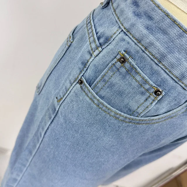 AliExpress Loose Non - Stretch Retro Denim Capris for Women Detail