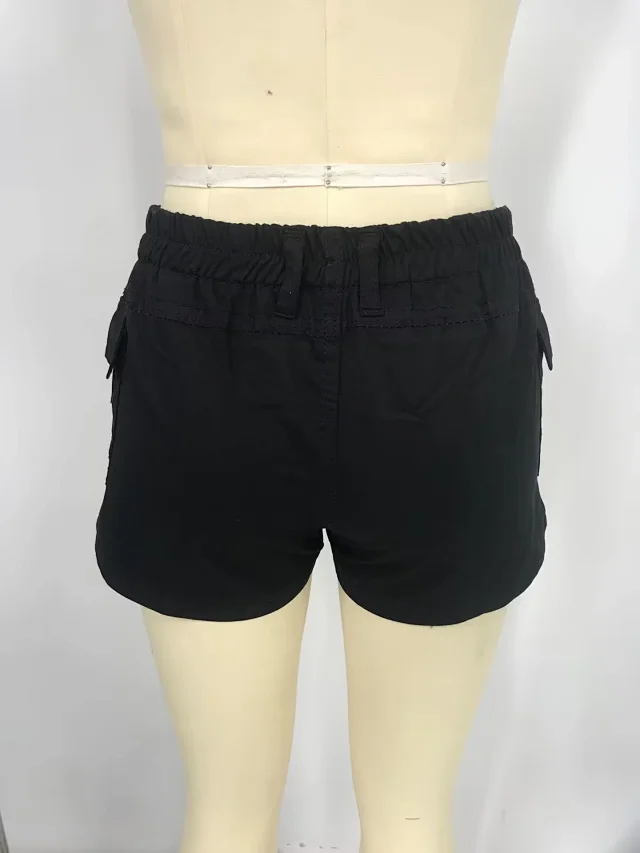 Women's Solid Workwear Denim Shorts Detail