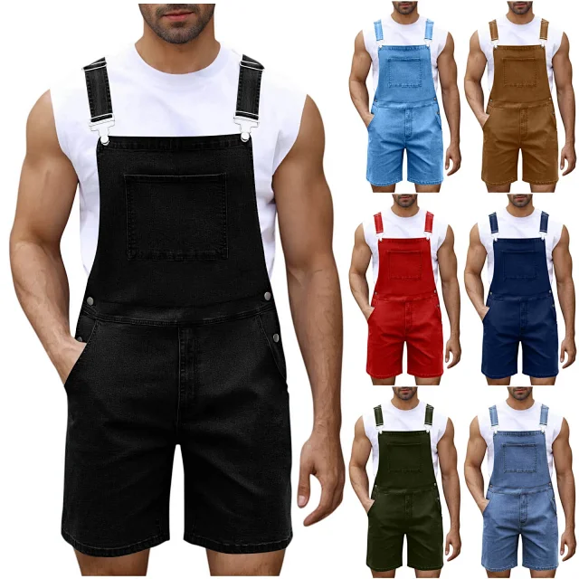 2025 Spring/Summer Men's Euro Luxury Denim Shortalls Detail