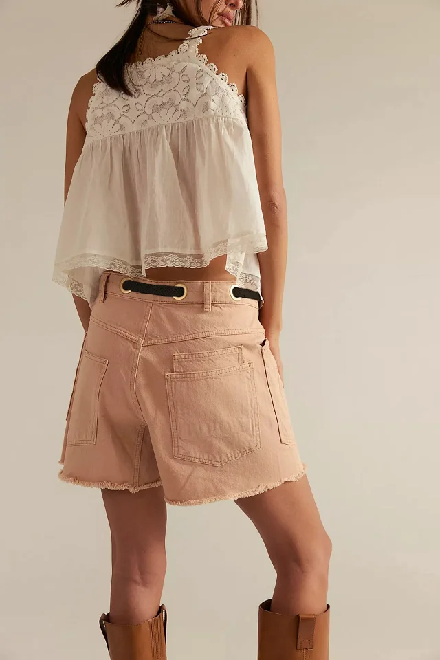 European and American Casual Drawstring Denim Shorts for Women Detail