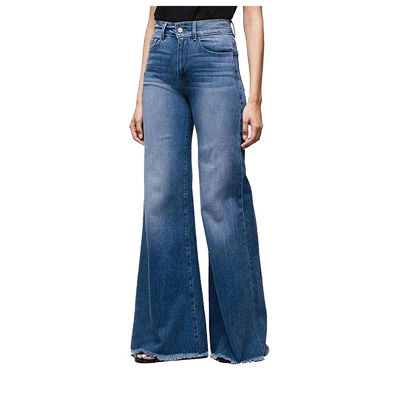 High-waist Butt-lifting Tie Flared Wide-leg Jeans (Women)