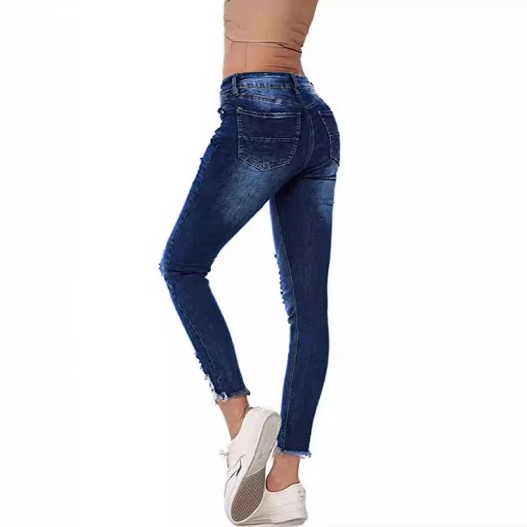 High-Waist Stretch Ripped Jeans for Women