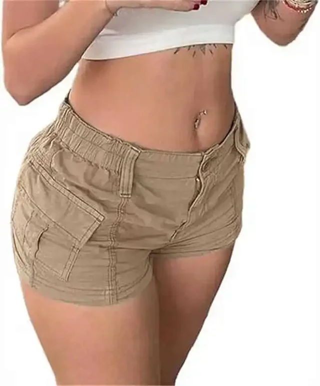 Women's Solid Workwear Denim Shorts Detail