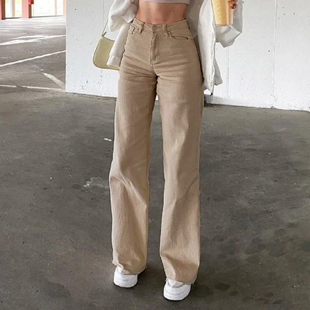 High-waist Slim Solid Jeans for Women Detail