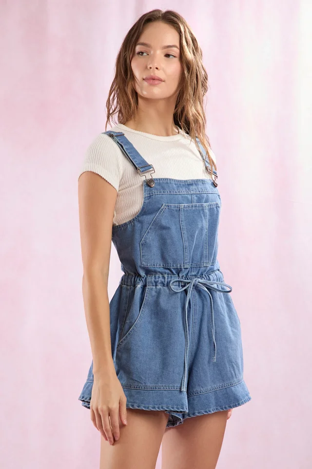 Stylish Loose Denim Overalls for Girls Detail