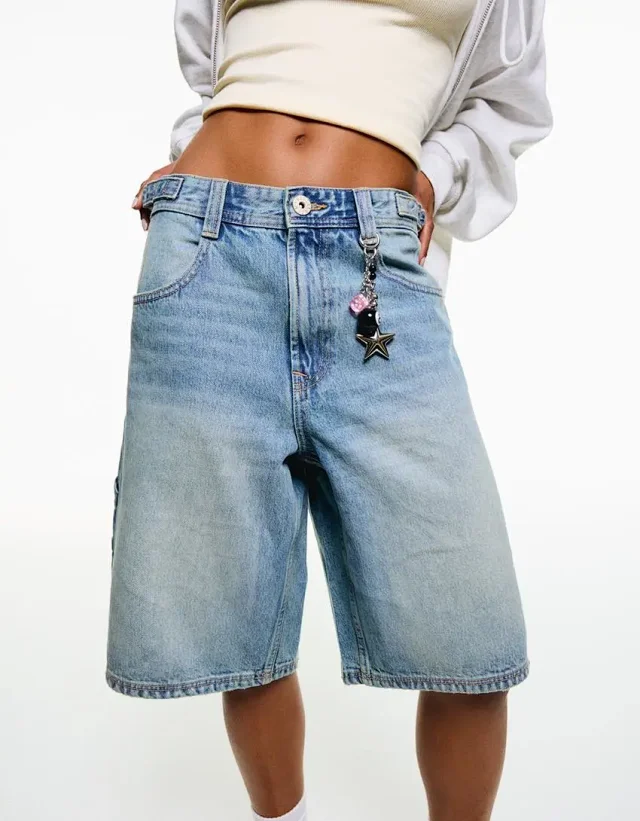 European&American Loose Denim Capris Detail
