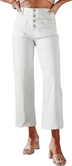 Retro Indigo Striped Wide-Leg High-Waist Jeans Detail