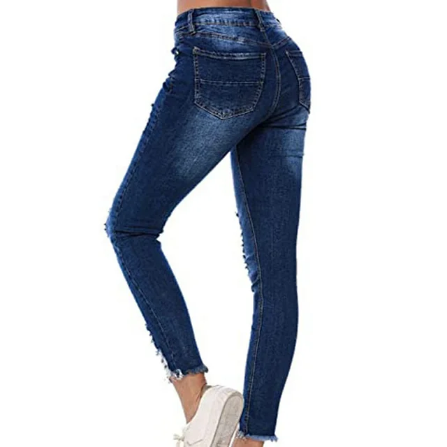 High-Waist Stretch Ripped Jeans for Women Detail