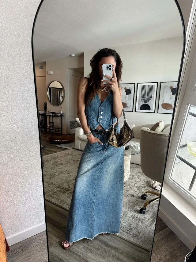 Amazon Retro Denim Vest for Women Detail