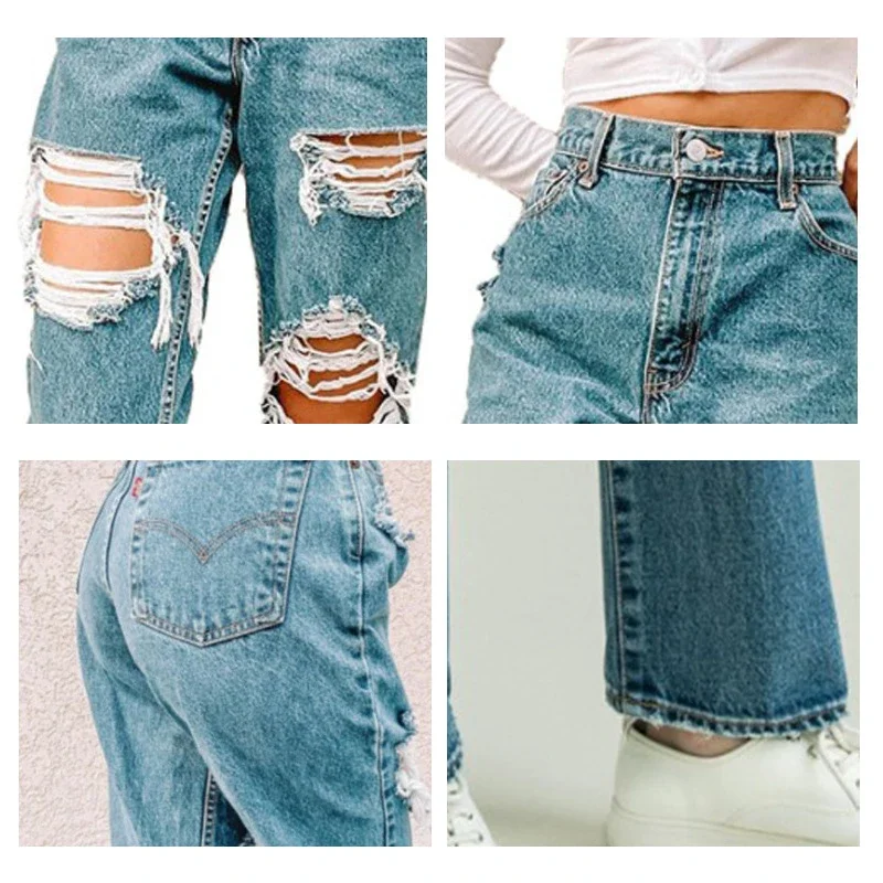 Retro Ripped Jeans for Women (Stock Available)