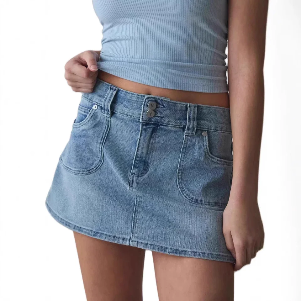 High-Waisted Slim Denim Mini Skirt