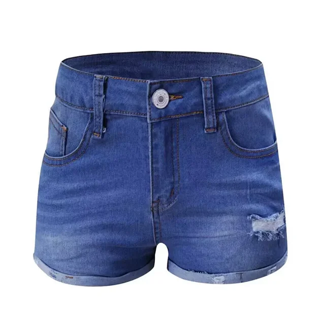 AliExpress Bestseller: Elastic Slim Fit Ripped Fringe Denim Shorts for Women Detail