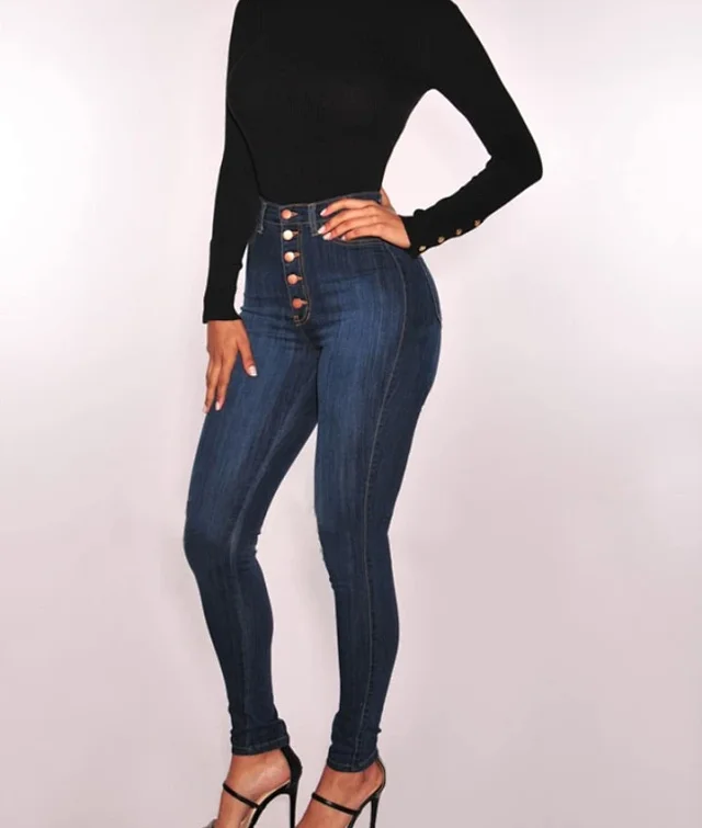 Hot-selling Women's High-waisted Jeans Detail