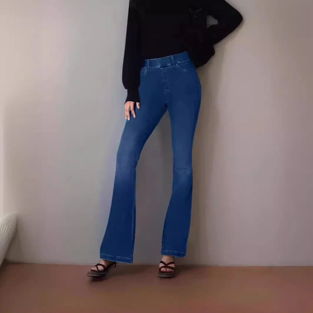 High-waisted Stretch Denim Pants for Women
