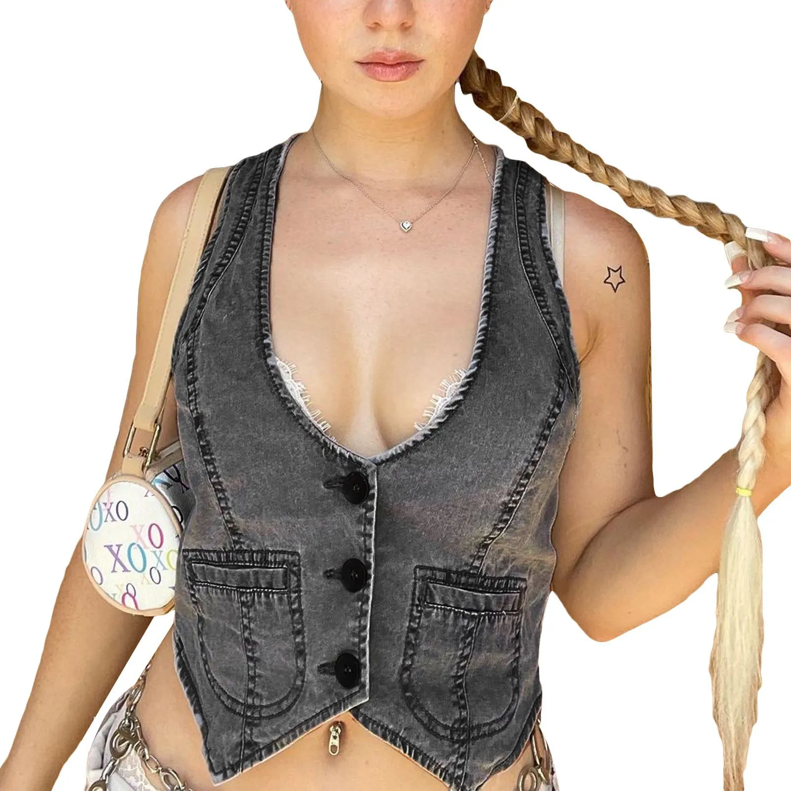 Stylish Slim-fit Denim Vest for Women (European & American Style)